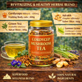 Cordyceps Mushroom Tea (Keeda Jadi) – Green Tea Blend with Cordyceps militaris, Ginger & Lemongrass | Fruiting Body Cuts | Herbal Tea