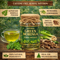 Natural Green Moringa Herbal Infusion – Moringa, Lemongrass & Mulethi | Caffeine-Free Herbal Tea | Green Wellness Blend