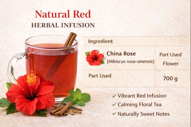 Natural Red Herbal Infusion – Hibiscus Flower Herbal Tea | China Rose | Caffeine-Free | Refreshing Herbal Infusion